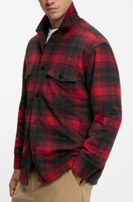 BOSS BY BECKHAM relaxed-fit shirt in cotton, Red Patterned