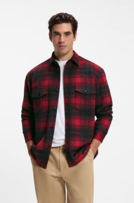 BOSS BY BECKHAM relaxed-fit shirt in cotton, Red Patterned