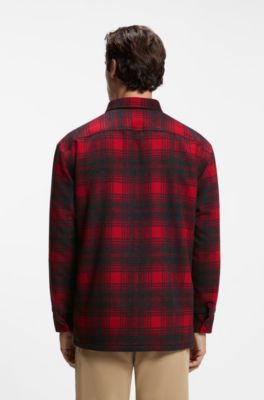 BOSS BY BECKHAM relaxed-fit shirt in cotton, Red Patterned