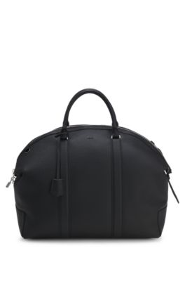 Leather holdall with detachable shoulder strap, Black