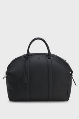 Leather holdall with detachable shoulder strap, Black