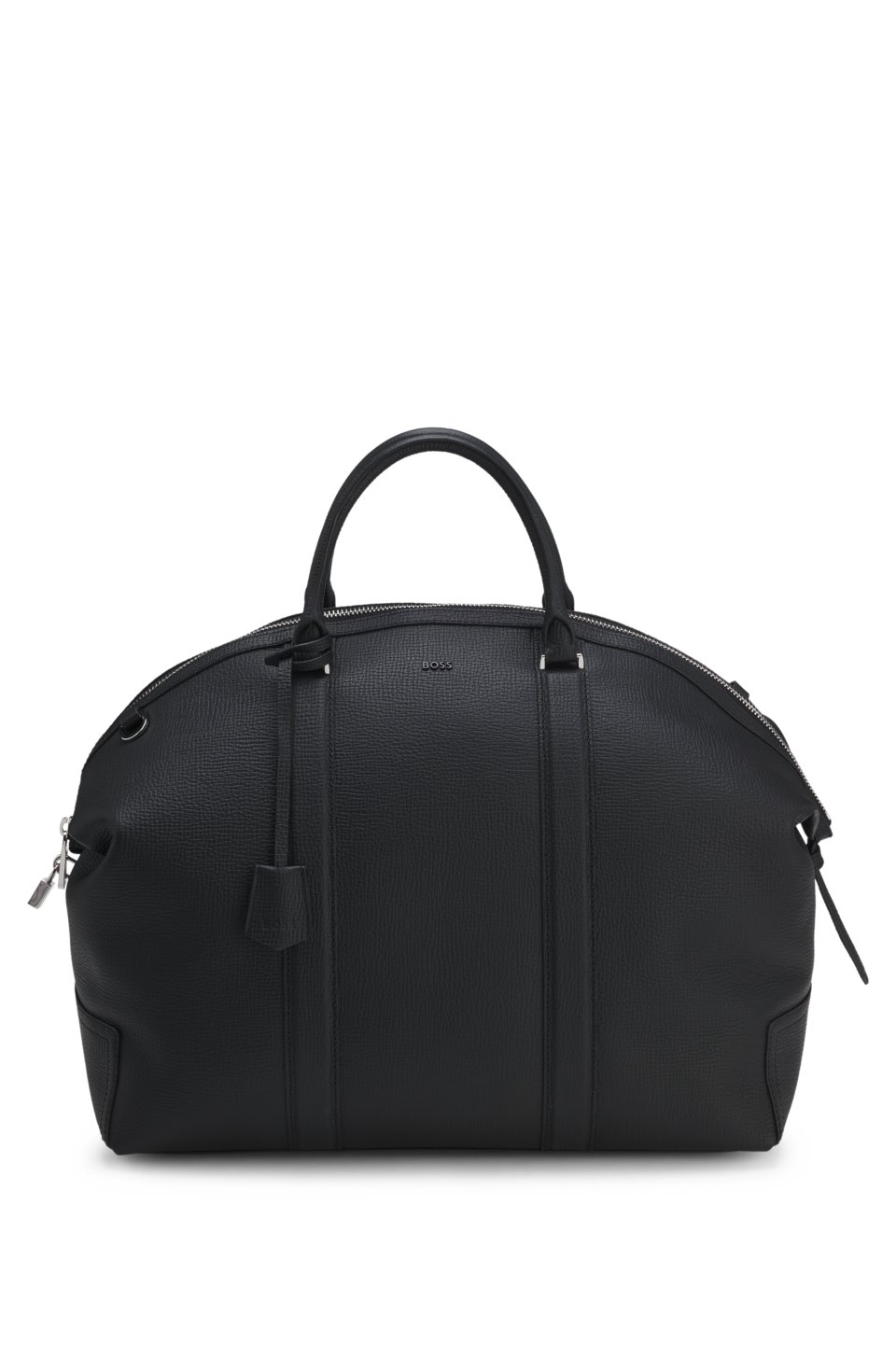 Leather holdall with detachable shoulder strap