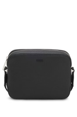 Crossbody bag in grained leather with logo
