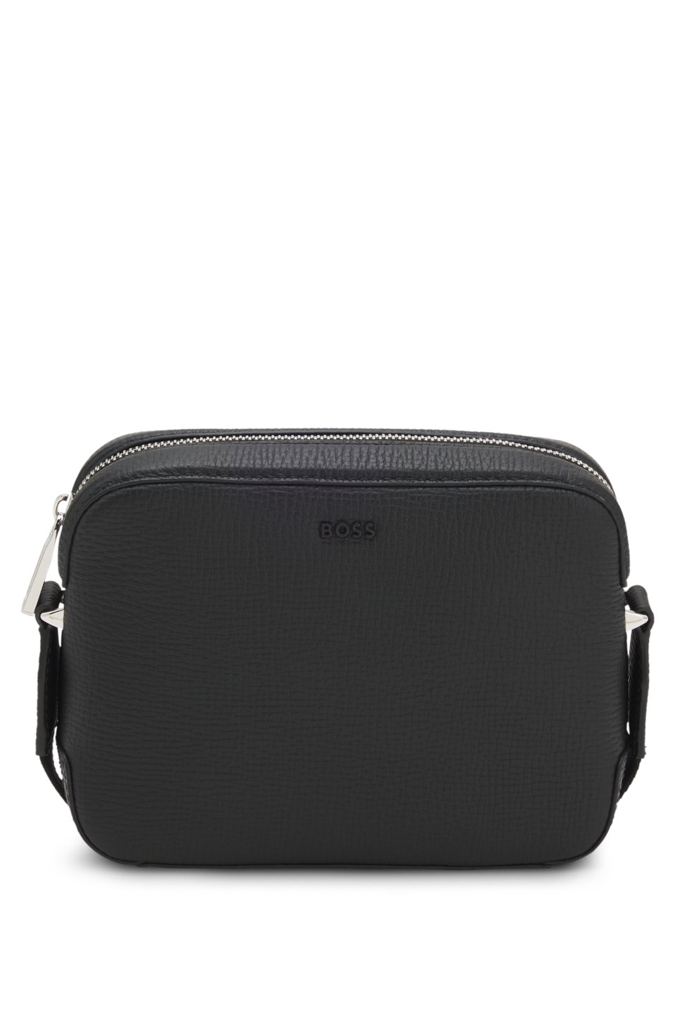 Crossbody bag in grained leather with logo