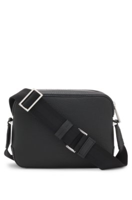 Boss Crossbody bag in grained leather with logo axelremsväskor herr – bild 2