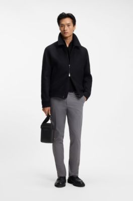 Textured reporter bag with tonal logo, Black
