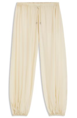 Wide-leg-fit trousers blended with modal, Light Yellow