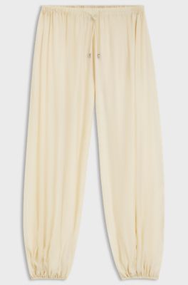 Wide-leg-fit trousers blended with modal, Light Yellow