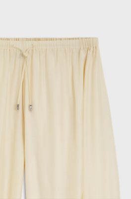 Wide-leg-fit trousers blended with modal, Light Yellow