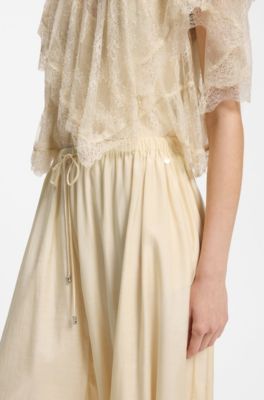 Wide-leg-fit trousers blended with modal, Light Yellow
