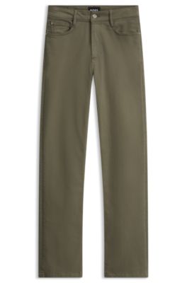 Straight-fit jeans in soft Italian stretch denim, Dark Green