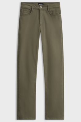 Straight-fit jeans in soft Italian stretch denim, Dark Green