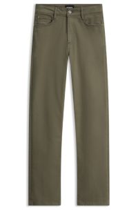 Straight-fit jeans in soft Italian stretch denim, Dark Green