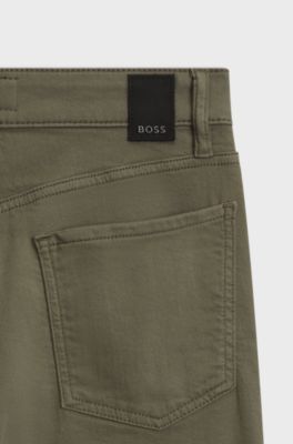 Straight-fit jeans in soft Italian stretch denim, Dark Green