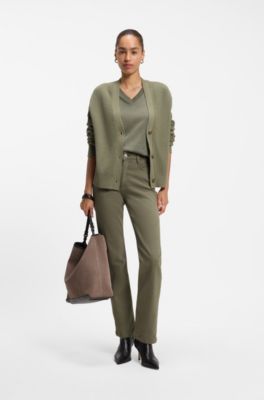 Straight-fit jeans in soft Italian stretch denim, Dark Green