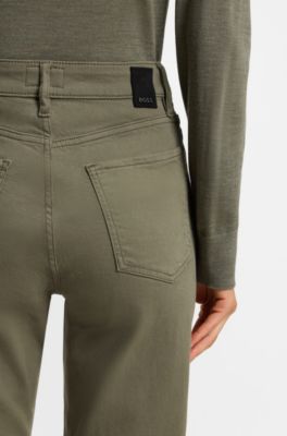 Straight-fit jeans in soft Italian stretch denim, Dark Green