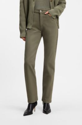 Straight-fit jeans in soft Italian stretch denim, Dark Green