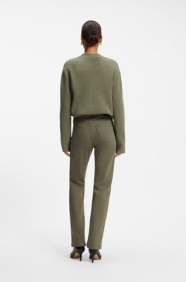 Straight-fit jeans in soft Italian stretch denim, Dark Green