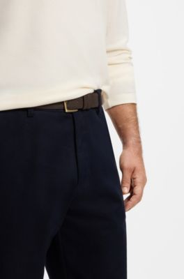 BOSS BY BECKHAM belt in nubuck leather, Dark Brown