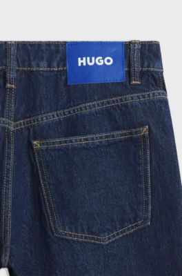 Baggy-fit jeans in blue rigid denim, Dark Blue