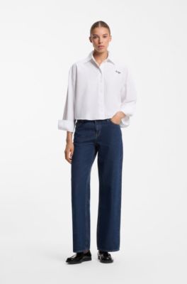 Baggy-fit jeans in blue rigid denim, Dark Blue