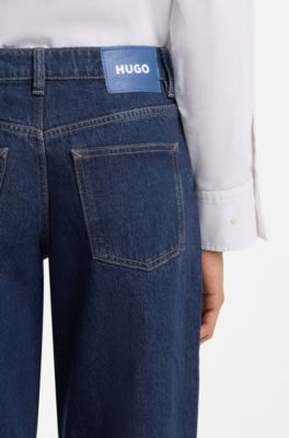 Baggy-fit jeans in blue rigid denim, Dark Blue