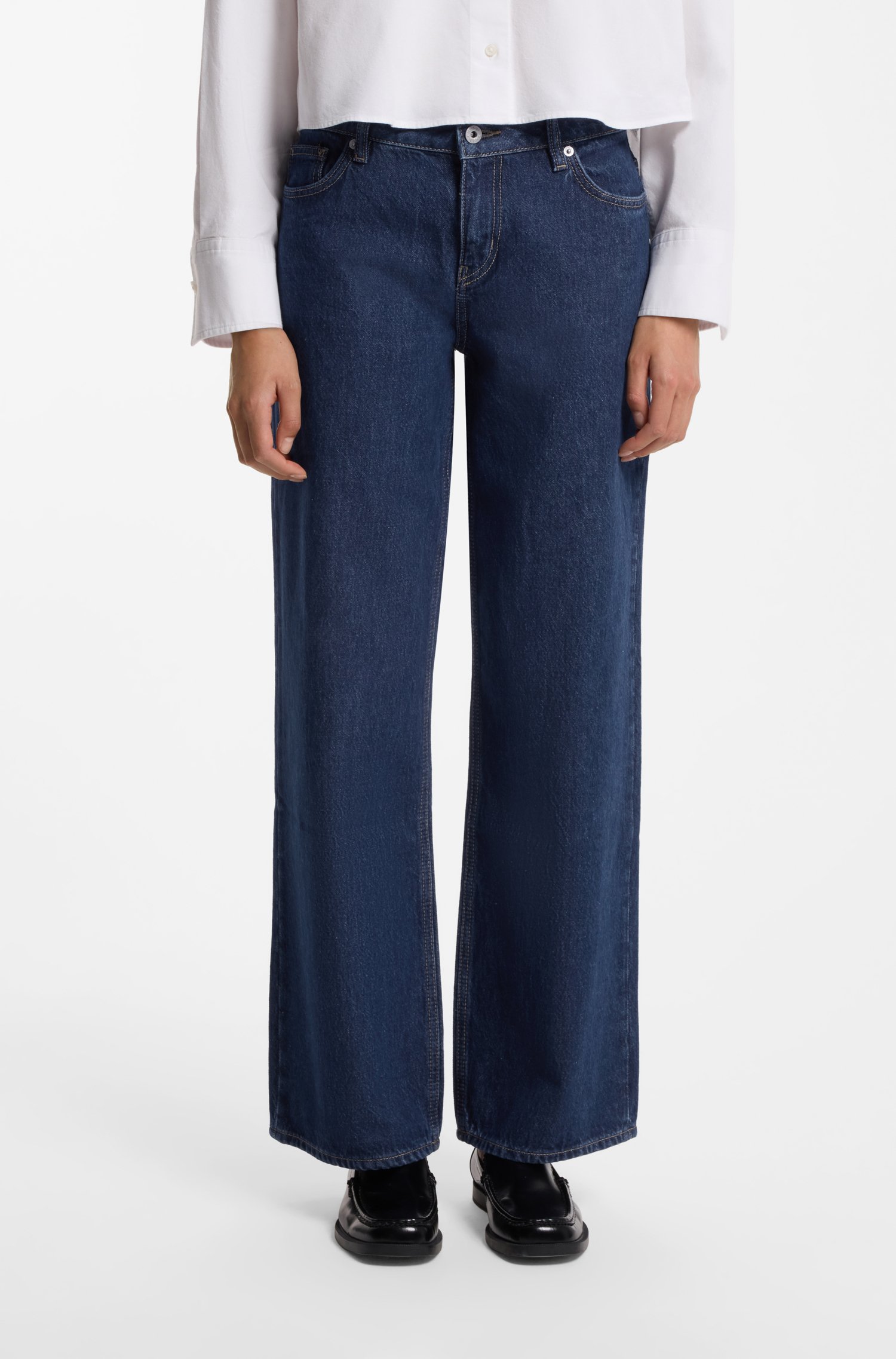 Hugo Baggy-fit jeans in blue rigid denim dam