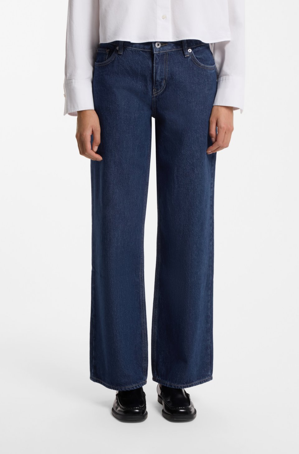Baggy-fit jeans in blue rigid denim