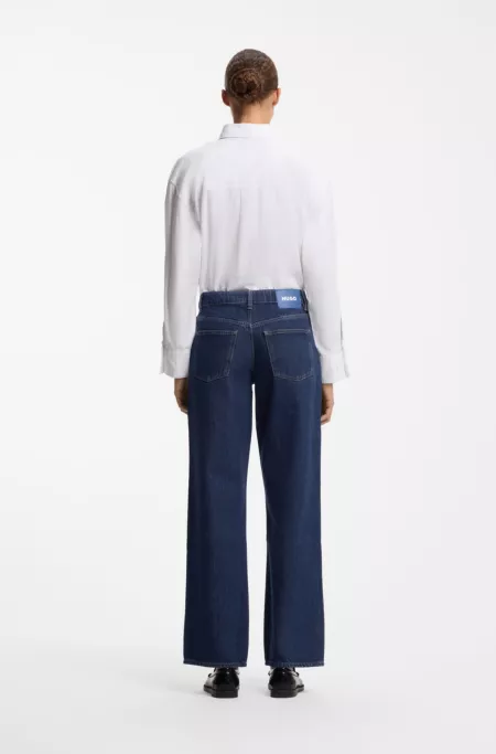 Jean Baggy en denim rigide bleu