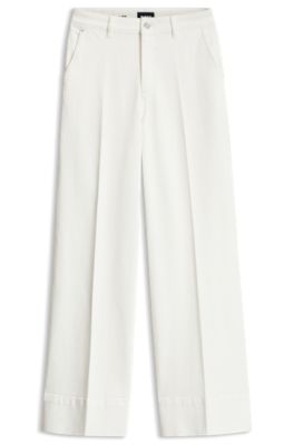 Wide-leg-fit jeans in soft Italian denim, White