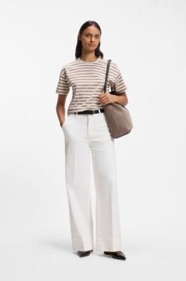 Wide-leg-fit jeans in soft Italian denim, White