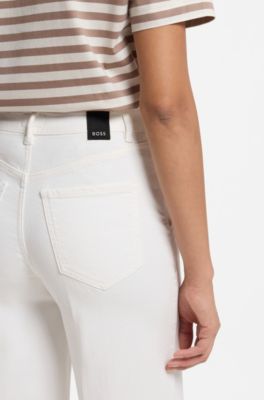 Wide-leg-fit jeans in soft Italian denim, White