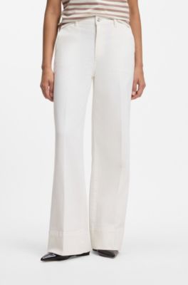 Wide-leg-fit jeans in soft Italian denim, White
