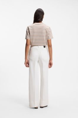 Wide-leg-fit jeans in soft Italian denim, White