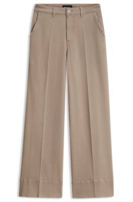 Wide-leg-fit jeans in soft Italian denim, Beige