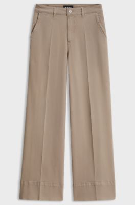 Wide-leg-fit jeans in soft Italian denim, Beige