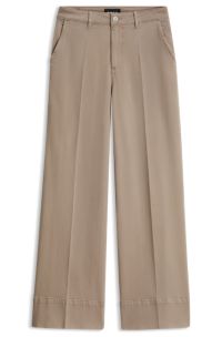 Wide-leg-fit jeans in soft Italian denim, Beige