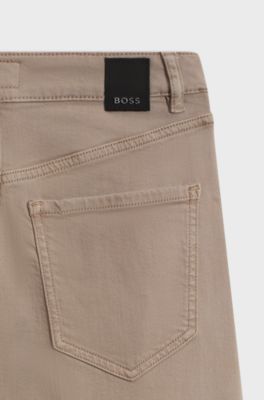 Wide-leg-fit jeans in soft Italian denim, Beige