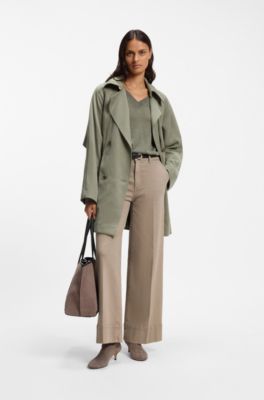 Wide-leg-fit jeans in soft Italian denim, Beige
