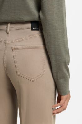 Wide-leg-fit jeans in soft Italian denim, Beige