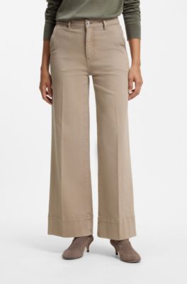 Wide-leg-fit jeans in soft Italian denim, Beige
