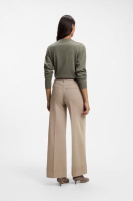 Wide-leg-fit jeans in soft Italian denim, Beige