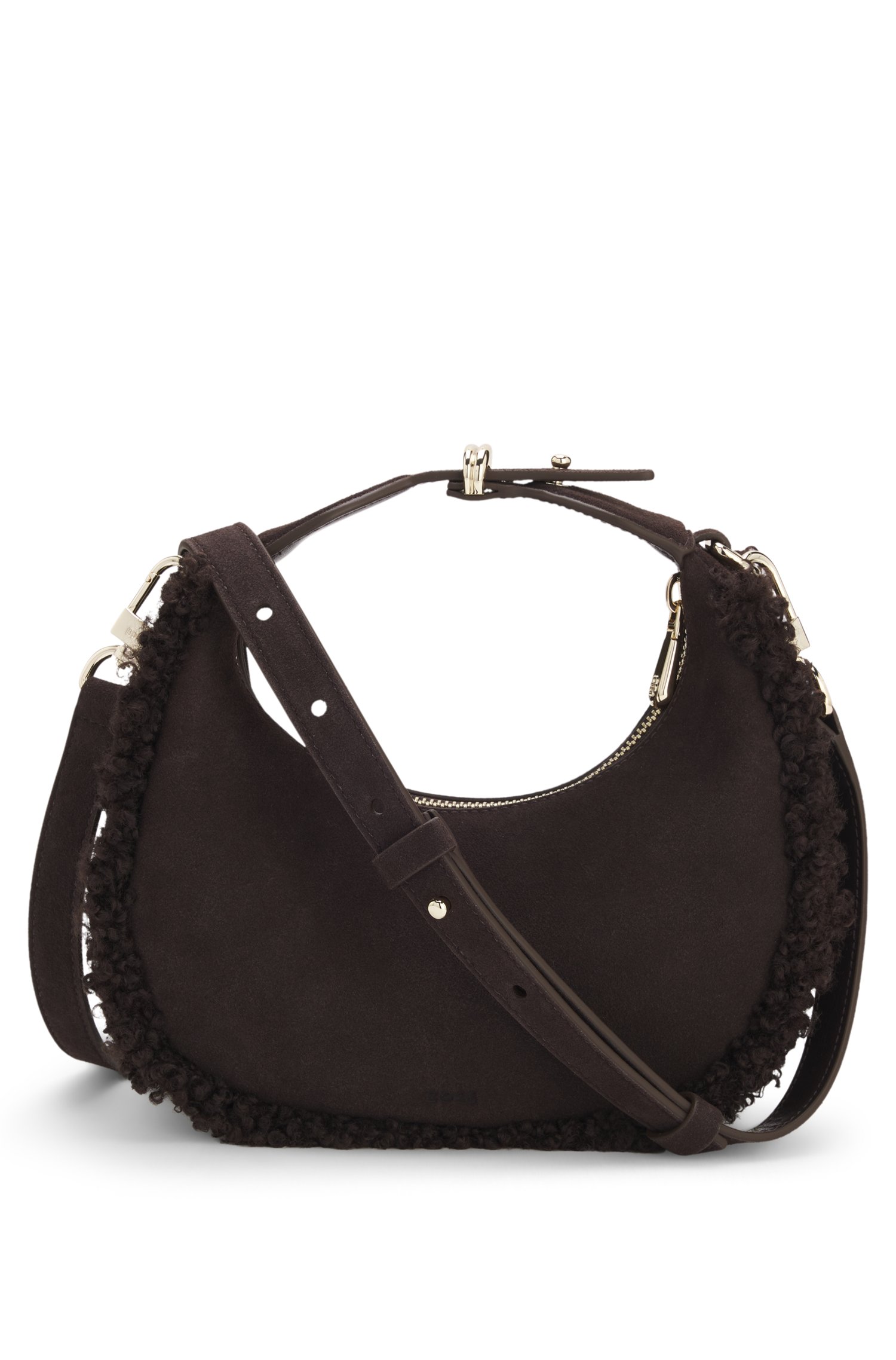 Boss Crescent-shaped shoulder bag with faux-fur trims handväskor & axelremsväskor dam – bild 3