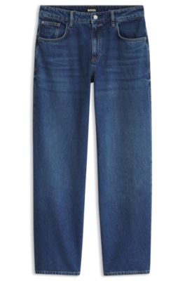 Wide-leg jeans in soft-feel cotton-blend denim, Blue