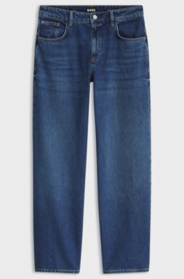Wide-leg jeans in soft-feel cotton-blend denim, Blue