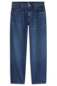 Wide-leg jeans in soft-feel cotton-blend denim, Blue