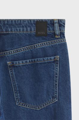 Wide-leg jeans in soft-feel cotton-blend denim, Blue