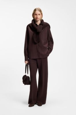Shoulder bag with faux-fur trims, Dark Brown