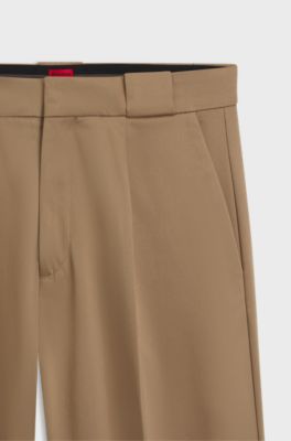 Tailored casual trousers in stretch cotton, Beige