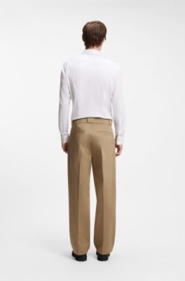 Tailored casual trousers in stretch cotton, Beige